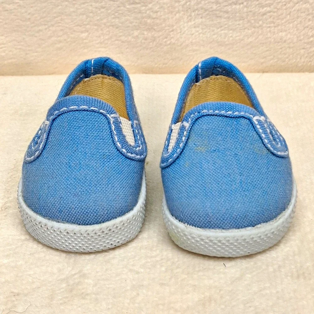 American Girl Blue Slip-On Doll Shoes White Rubber Soles